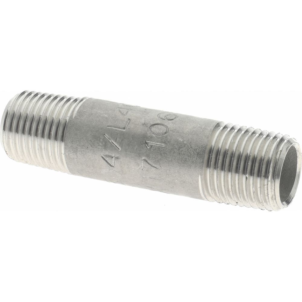 Merit Brass Stainless Steel Pipe Nipple: 1/8" Pipe, Grade 304 & 304L - 4002-800