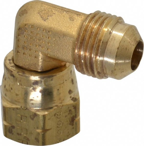 Parker Brass Flared Tube Connector: 3/8 x 1/4" OD, 5/8-18 Thread, 45 deg Flared Angle - 661FHD-6-4
