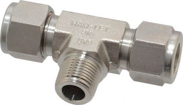 Ham-Let Compression Tube Male Branch Tee: 1/2" Tube OD, Compression x Compression x MNPT - 3002366
