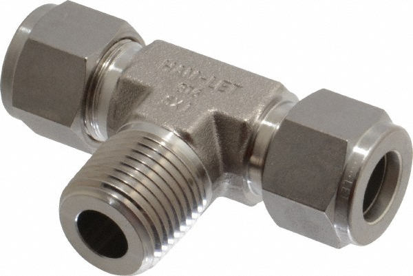 Ham-Let Compression Tube Male Branch Tee: 1/2" Tube OD, Compression x Compression x MNPT - 3002366