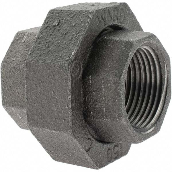 Anvil Black Pipe Fittings: Union, 1", Threaded, Malleable Iron - 0312822125