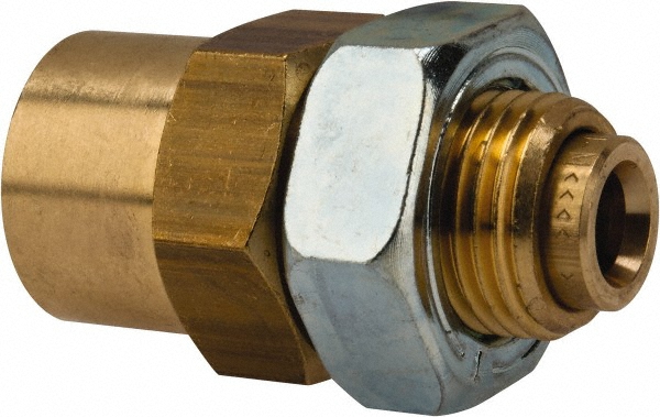 Norgren Push-to-Connect Tube x FNPT x Tube x Female Fitting: Bulkhead, NPT, 1/4" OD - 95457001M