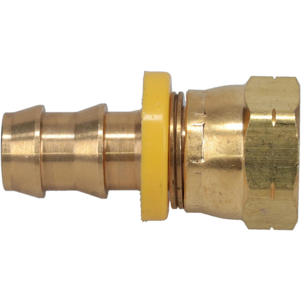CerroBrass Barbed Push-On Hose Female Connector: 5/8" UNF, Brass, 3/8" Barb - 30252