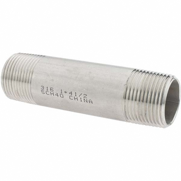Value Collection Stainless Steel Pipe Nipple: 1" Pipe, Grade 316 & 316L - 6BN1*41/2