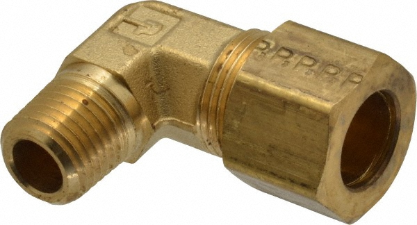 Parker Compression Tube Male Elbow: 3/8-18, 3/8" Tube OD, Compression x MNPTF - 169C-6-6