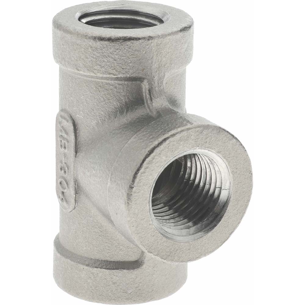 Merit Brass Pipe Tee: 1/4", 304 Stainless Steel - K406-04