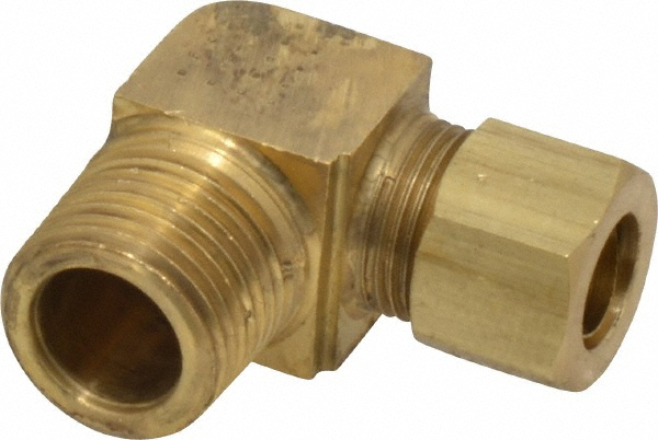 CerroBrass Compression Tube Male Elbow: 9/16-24, 3/8" Tube OD, Compression x MNPT - 18234