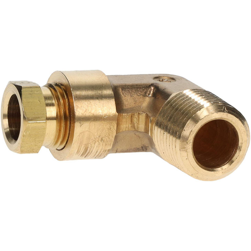 CerroBrass Compression Tube Male Elbow: 9/16-24, 3/8" Tube OD, Compression x MNPT - 18234