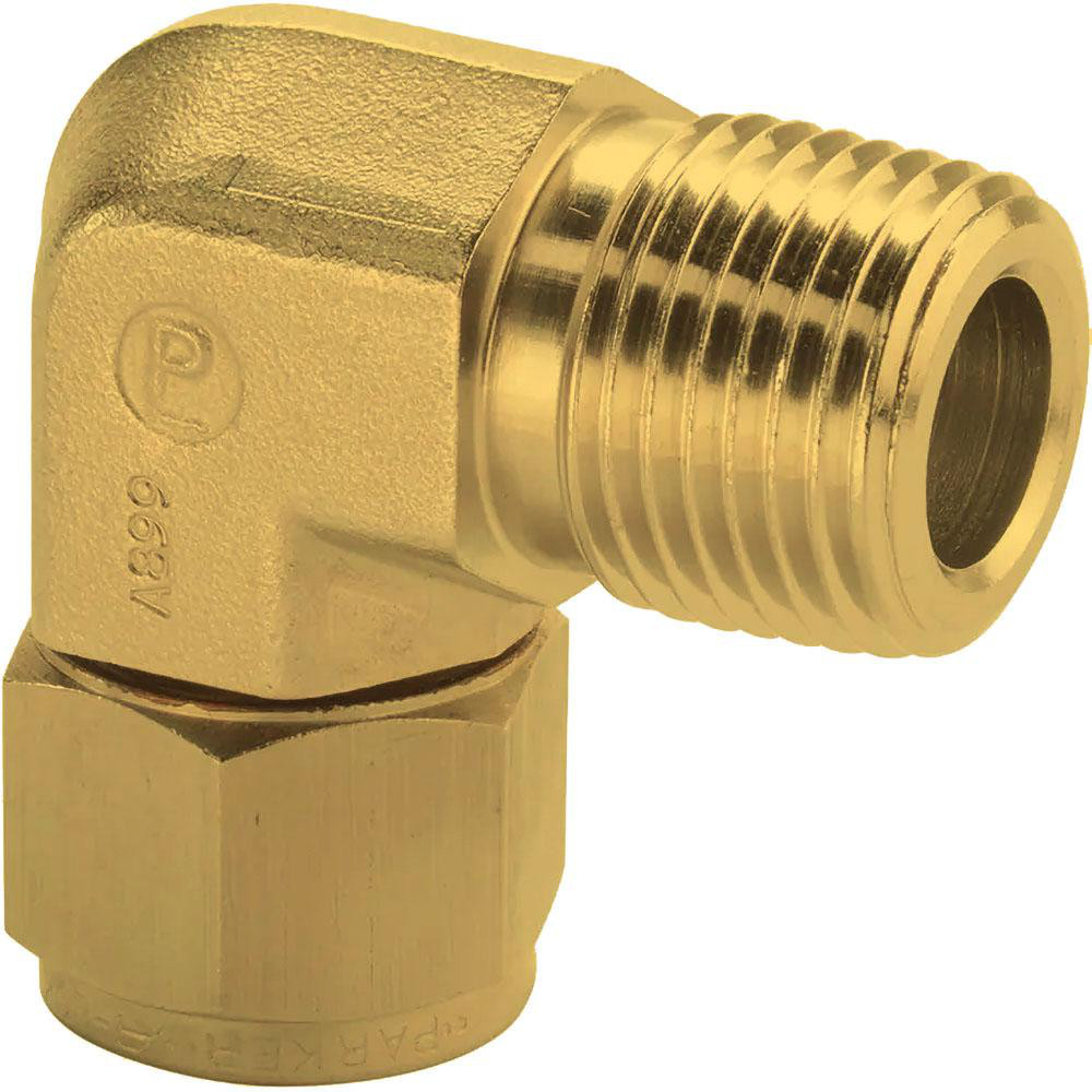 CerroBrass Compression Tube Male Elbow: 9/16-24, 3/8" Tube OD, Compression x MNPT - 18234