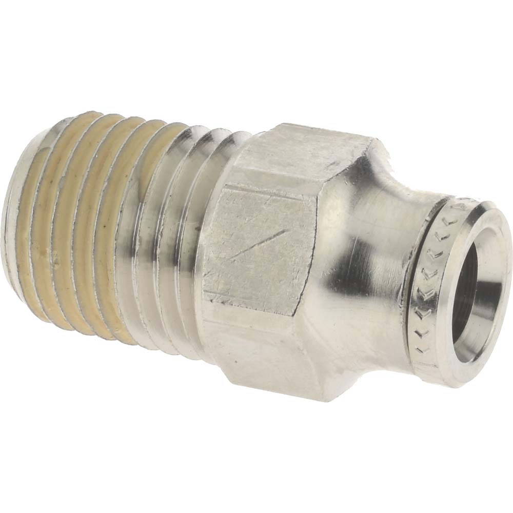 Norgren Push-to-Connect Tube x MNPT x Tube x Male Fitting: Adapter, NPTF, 3/8" OD - 124250628
