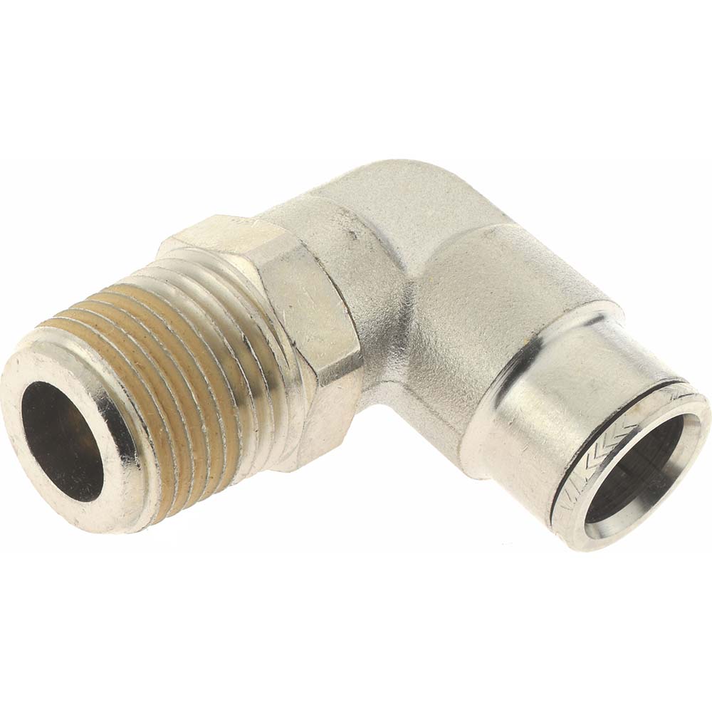 Norgren Push-to-Connect Tube x MNPT x Tube x Male Fitting: Swivel Elbow, NPTF, 1/2" OD - 124470748