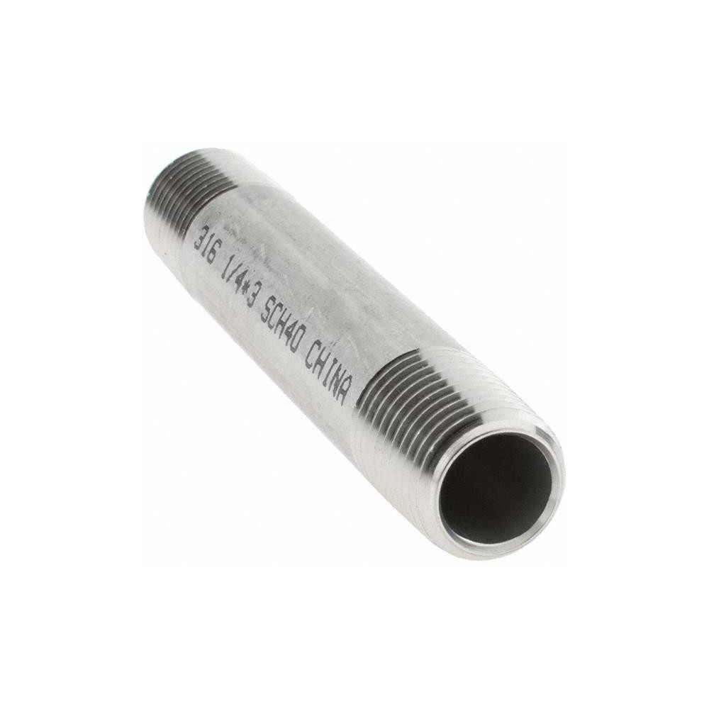Value Collection Stainless Steel Pipe Nipple: 1/4" Pipe, Grade 316 & 316L - 6BN1/4*3