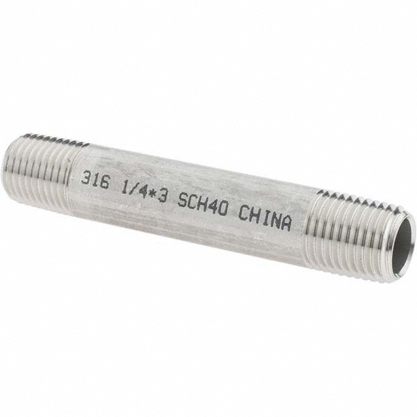 Value Collection Stainless Steel Pipe Nipple: 1/4" Pipe, Grade 316 & 316L - 6BN1/4*3