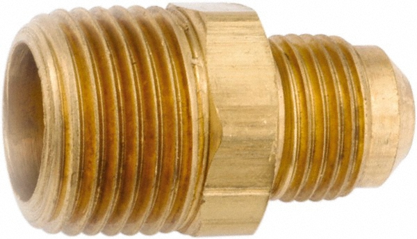 ANDERSON METALS Lead-Free Brass Flared Tube Connector: 1/4" OD, 45 deg Flared Angle - 754048-0404