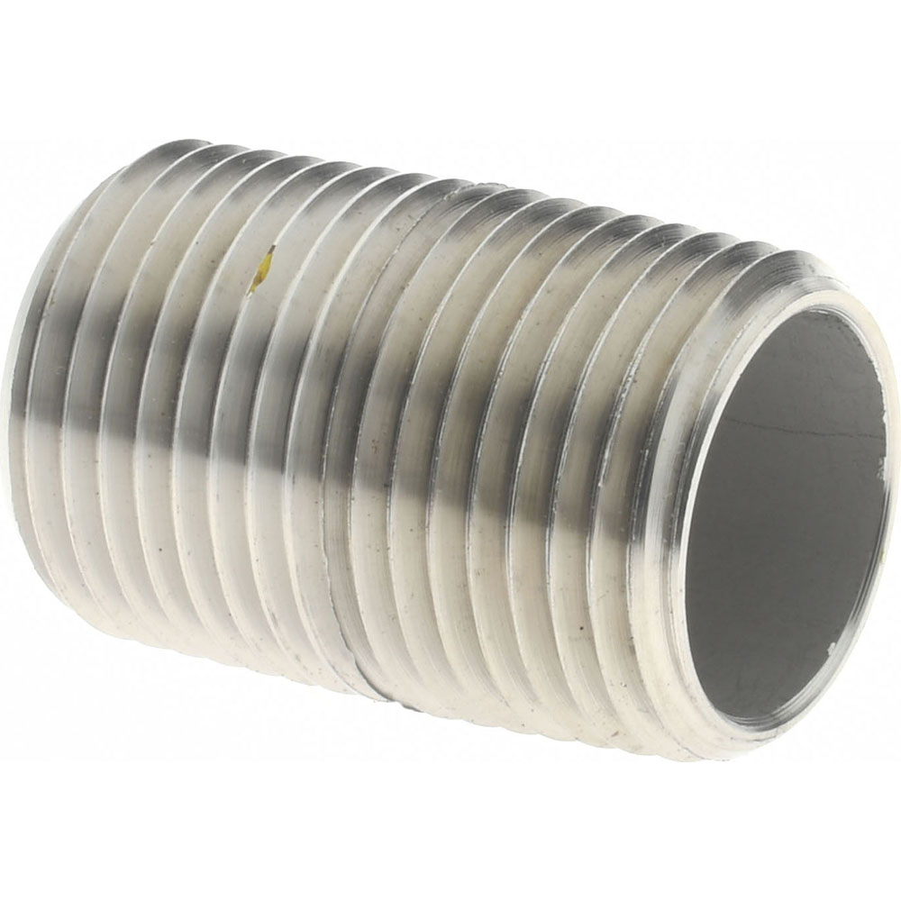 Merit Brass Stainless Steel Pipe Nipple: 3/8" Pipe, Grade 316 & 316L - 6006-001
