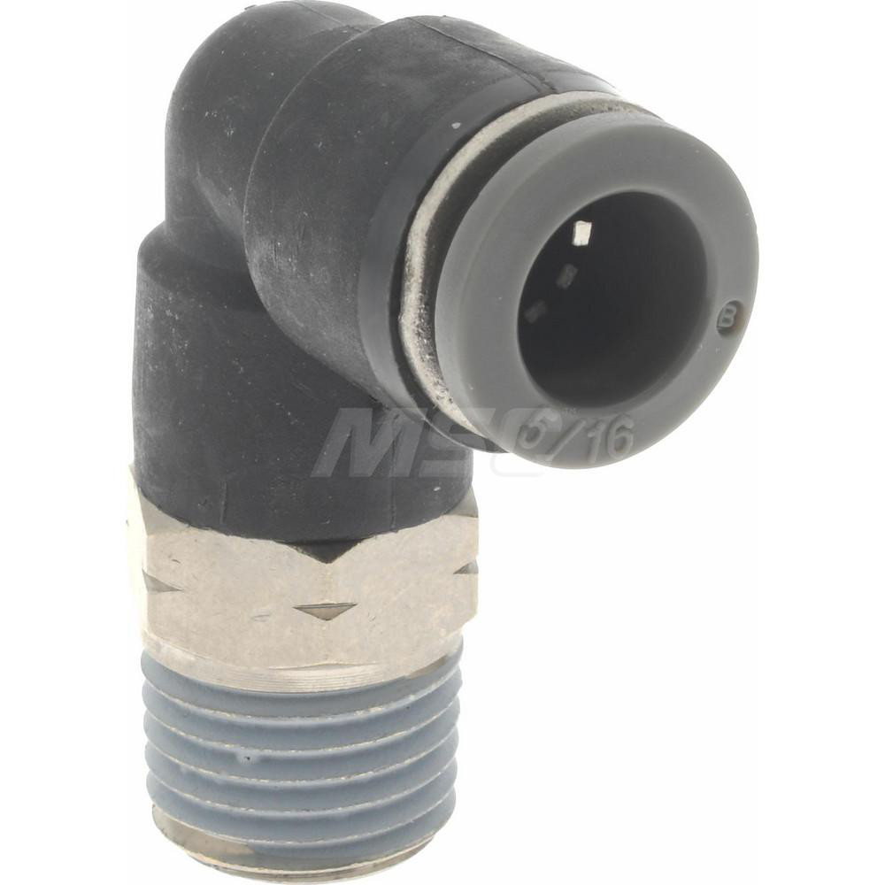 Norgren Push-to-Connect Tube x MNPT x Tube x Male Fitting: 90 deg Swivel Elbow, NPTF, 5/16" OD - C24470528
