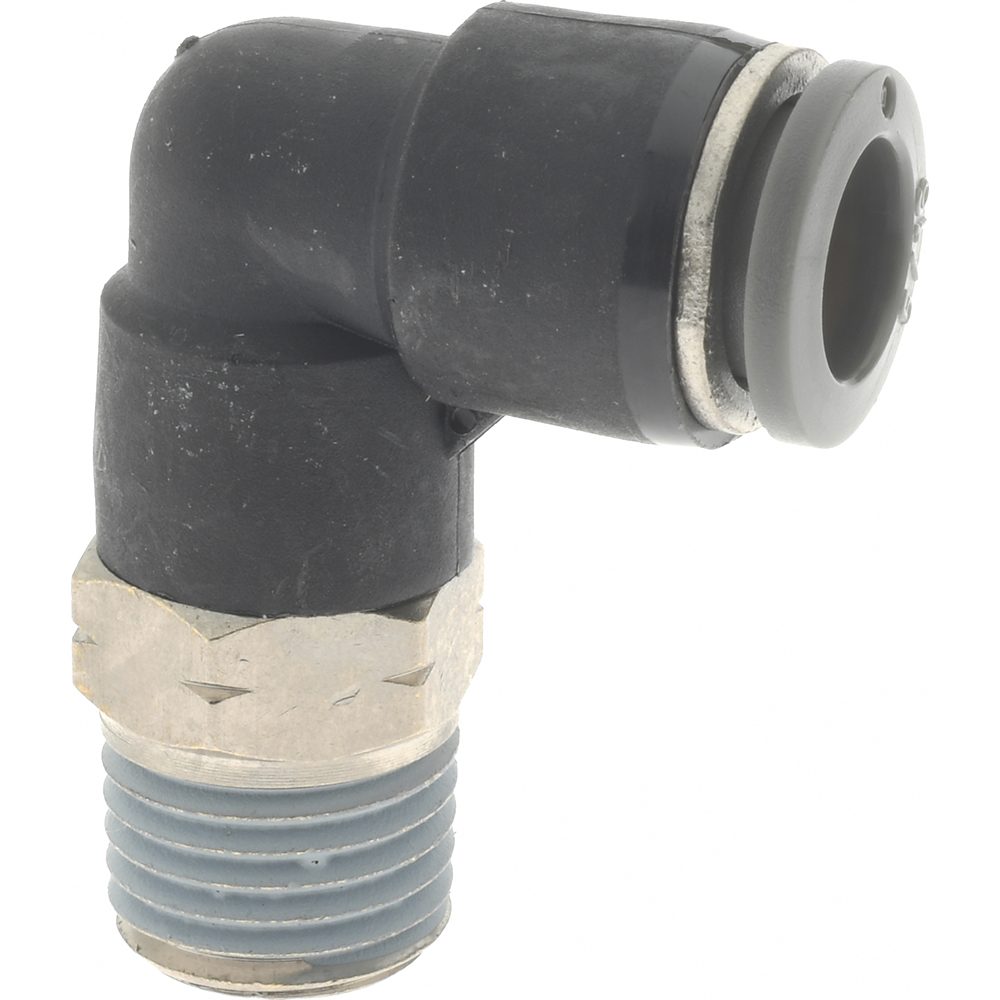 Norgren Push-to-Connect Tube x MNPT x Tube x Male Fitting: 90 deg Swivel Elbow, NPTF, 5/16" OD - C24470528