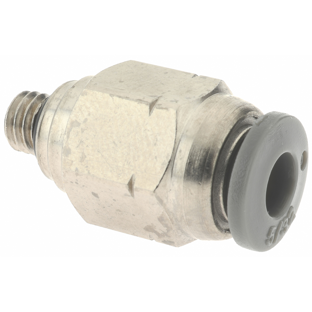 Norgren Push-to-Connect Tube x Male x Tube x Male UNF Fitting: 90 deg Swivel Elbow, #10-32 Thread, UNF, 5/32" OD - C24470210
