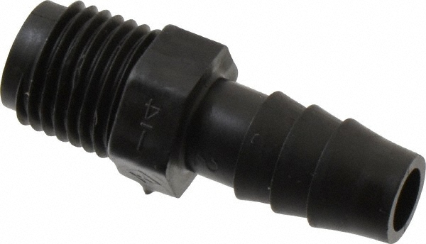 NewAge Industries Barbed Tube Connector: 1/4" Barbs, 1/4" NPT - 5000205