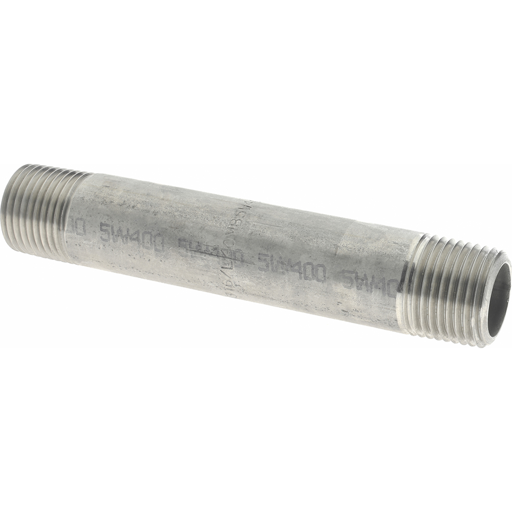 Merit Brass Stainless Steel Pipe Nipple: 1/2" Pipe, Grade 316 & 316L - 6008-450