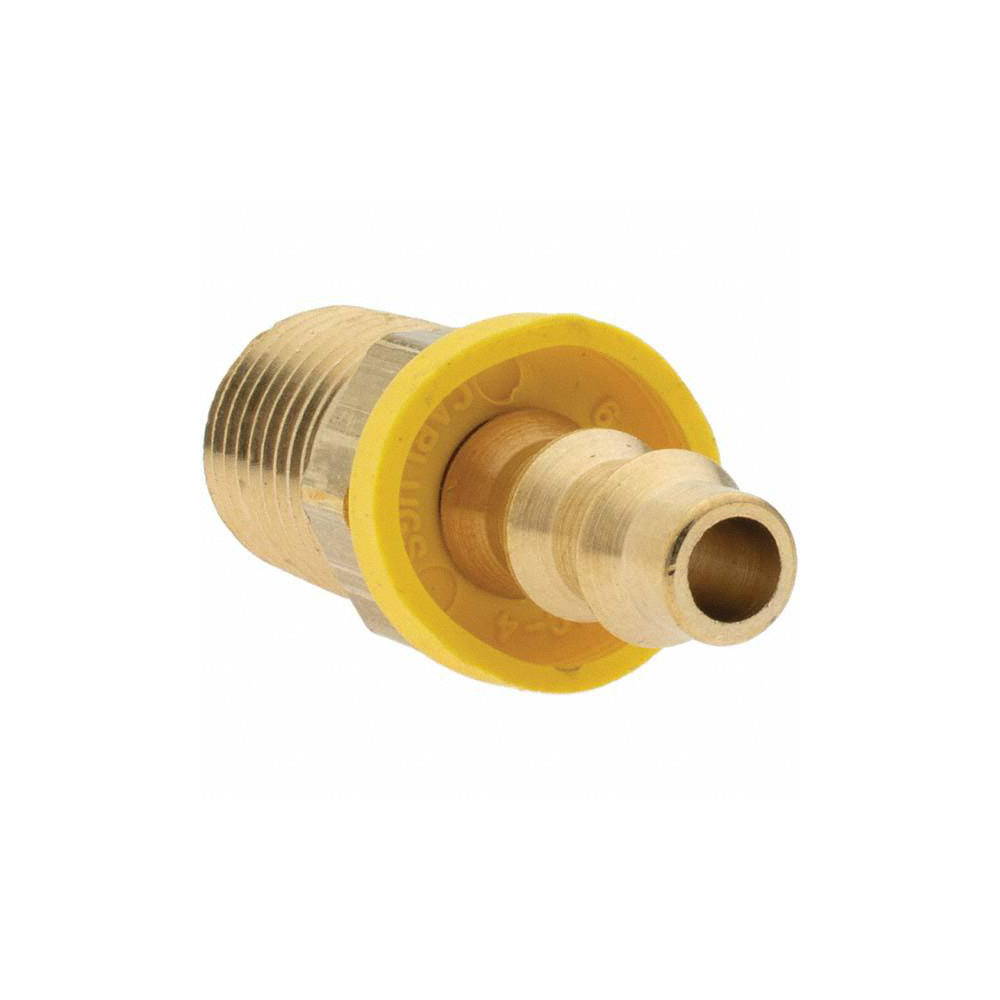 Parker Barbed Push-On Hose Male Connector: 1/4-18 MNPTF, Brass, 1/4" Barb - PP-00019