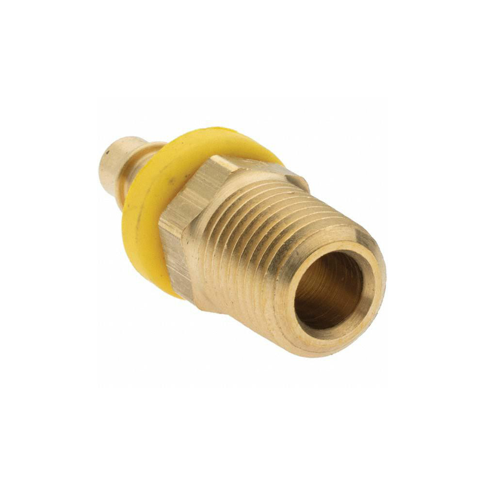Parker Barbed Push-On Hose Male Connector: 1/4-18 MNPTF, Brass, 1/4" Barb - PP-00019