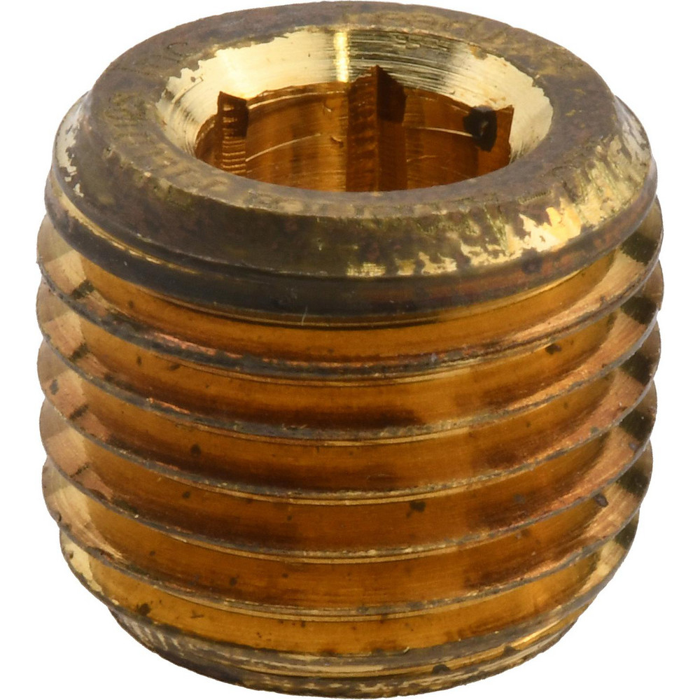Merit Brass Brass Pipe Countersunk Plug: 3/8" Fitting, Threaded, MNPT x FNPT, Class 125, Lead Free - NLBS118HC-06