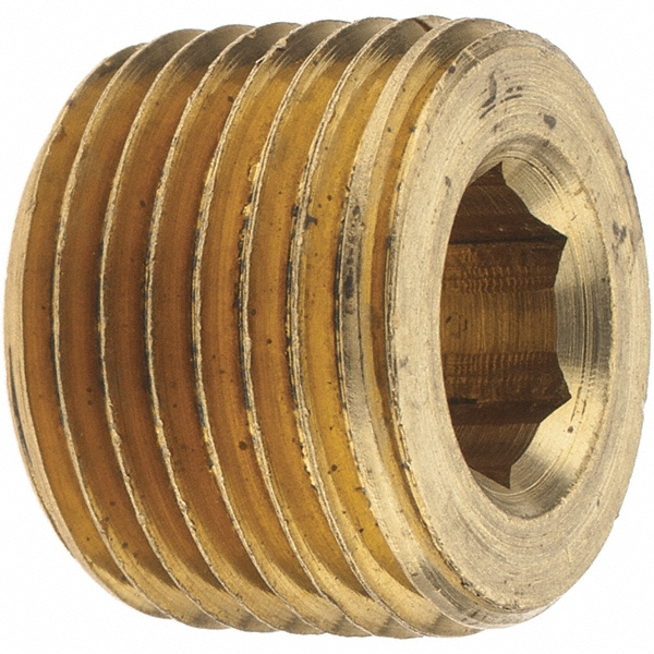 Merit Brass Brass Pipe Countersunk Plug: 3/8" Fitting, Threaded, MNPT x FNPT, Class 125, Lead Free - NLBS118HC-06