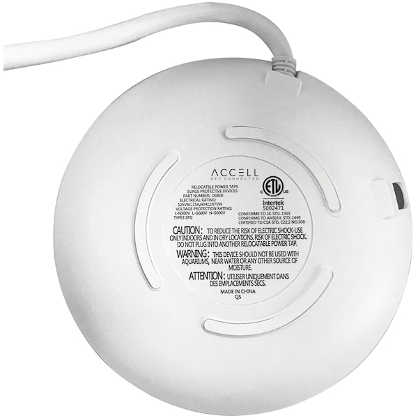 Accell Power Air Surge Protector and USB Charging Station w/ 6-Ft Cord (Wht) - D080B-048F