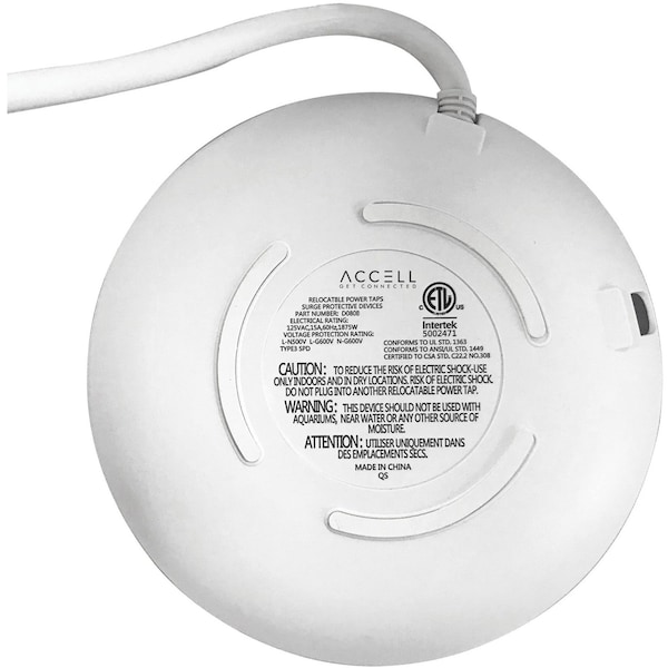 Accell Power Air Surge Protector and USB Charging Station w/ 6-Ft Cord (Wht) - D080B-048F