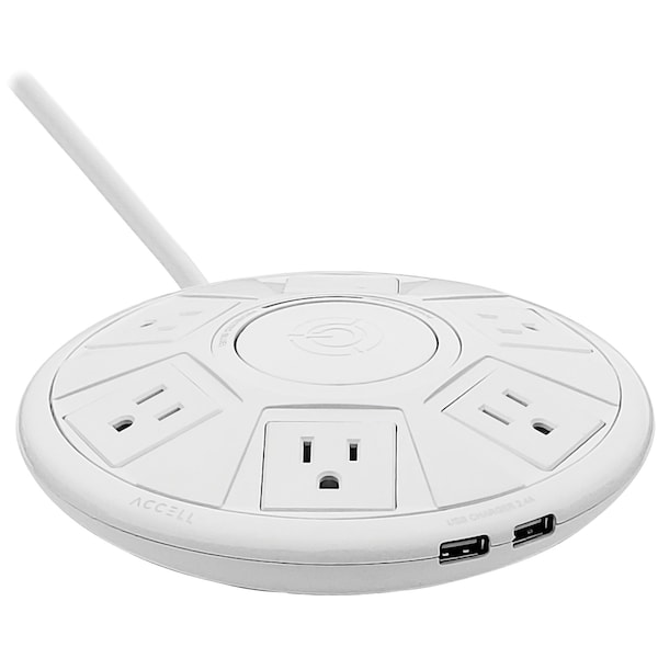 Accell Power Air Surge Protector and USB Charging Station w/ 6-Ft Cord (Wht) - D080B-048F