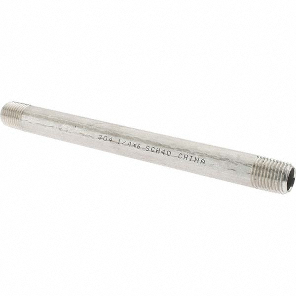 Value Collection Stainless Steel Pipe Nipple: 1/4" Pipe, Grade 304 & 304L - 4BN1/4*6