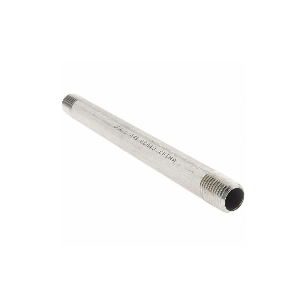 Value Collection Stainless Steel Pipe Nipple: 1/4" Pipe, Grade 304 & 304L - 4BN1/4*6