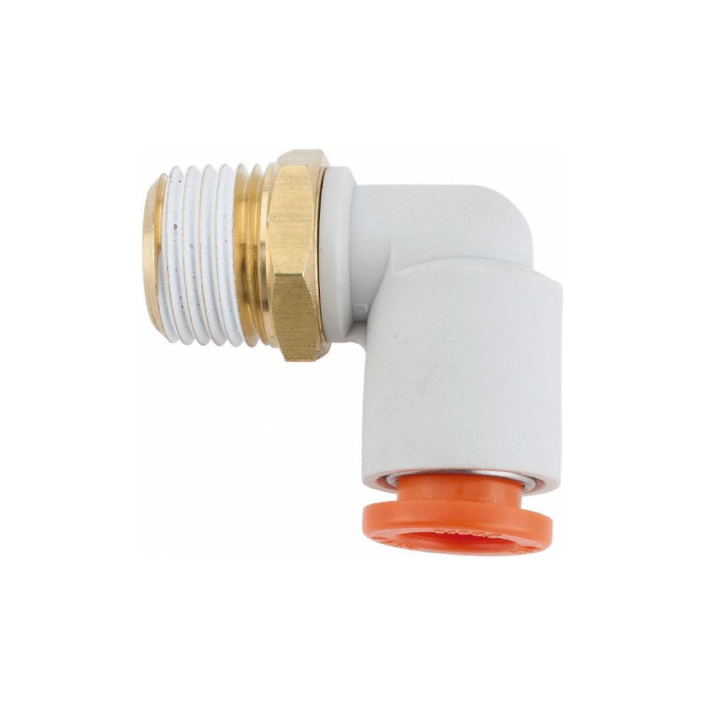 SMC PNEUMATICS Push-to-Connect Push-to-Connect Fitting: Elbow, NPT, 1/4" OD - KQ2L07-34AS