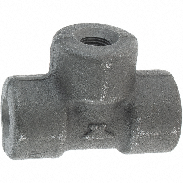 Anvil Black Pipe Fittings: Tee, 1/8", Threaded, Forged Carbon Steel - 0361119001