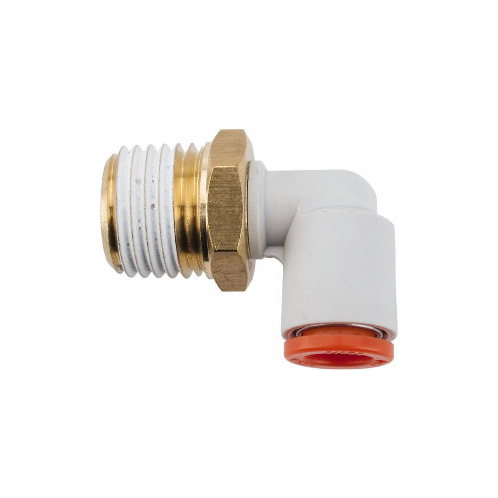 SMC PNEUMATICS Push-to-Connect Push-to-Connect Fitting: Elbow, NPT, 1/4" OD - KQ2L07-35AS