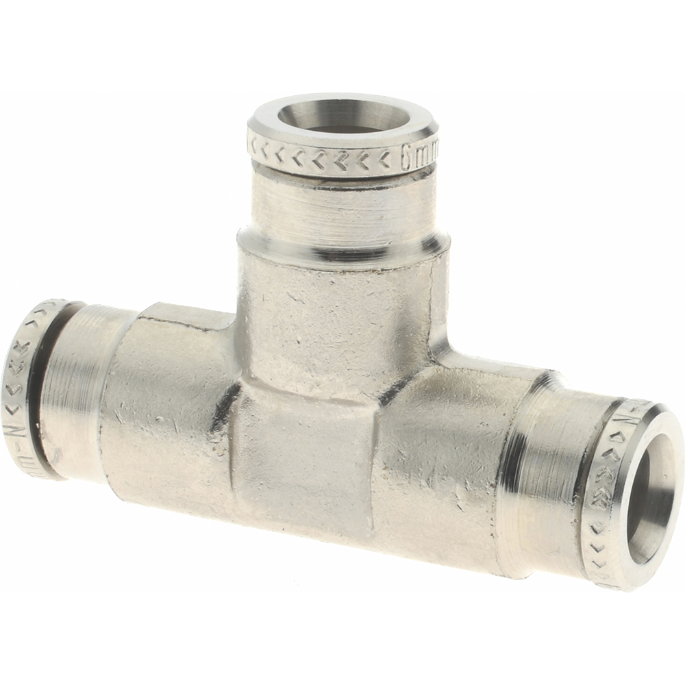 Norgren Push-to-Connect Tube x Tube Fitting: Tee Connector, 8.00 mm OD - 100600800