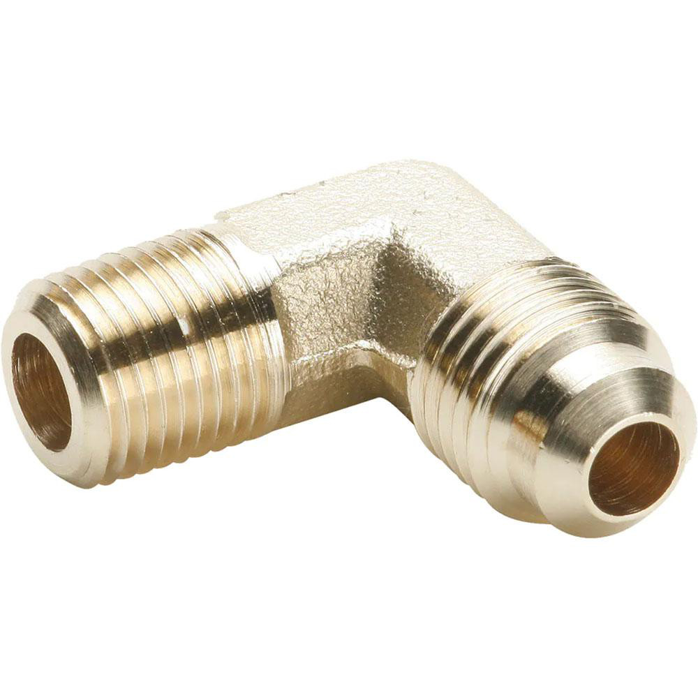 Parker Brass Flared Tube 90 Deg Male Elbow: 1/2" OD, 3/8-18 Thread, 45 deg Flared Angle - 149F-8-6