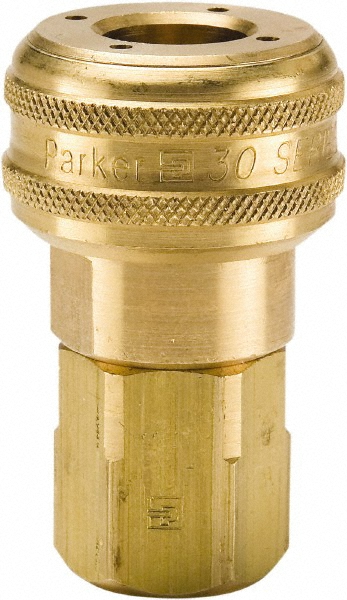 Parker Pneumatic Hose Coupling: 3/8-18, 1/4" Body Dia, Industrial Interchange - B23E
