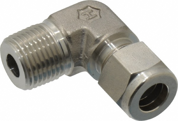 Parker Compression Tube Male Elbow: 3/8-18, 5/8" Tube OD, Compression x MNPT - 10MSEL6N-316