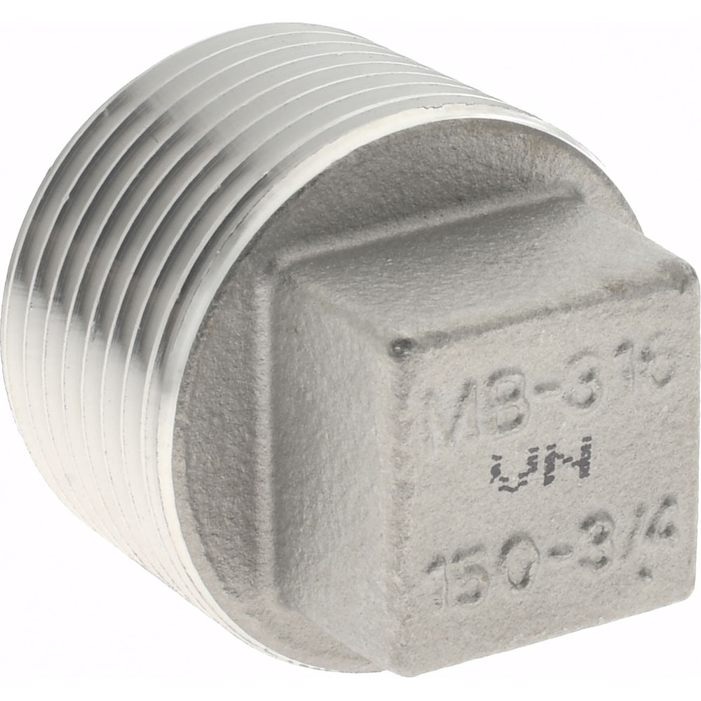 Merit Brass Pipe Square Head Plug: 3/4", 316 Stainless Steel - K617-12