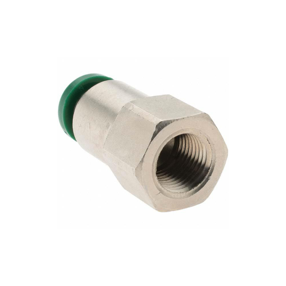 Parker Push-to-Connect Tube x FNPT x Tube x Female Fitting: Connector, NPTF, 1/4" OD - 12501