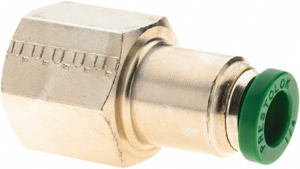 Parker Push-to-Connect Tube x FNPT x Tube x Female Fitting: Connector, NPTF, 1/4" OD - 12501