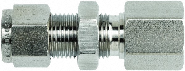 Parker Compression Tube Bulkhead Female Connector: 1/4-18, 1/4" Tube OD, Compression x FNPT - 4FBC4N-316