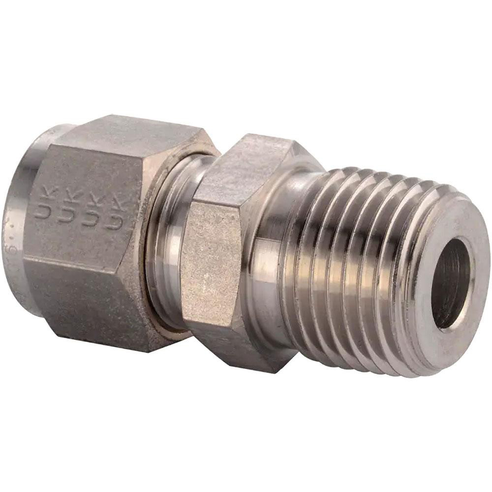 Parker Compression Tube Bulkhead Female Connector: 1/4-18, 1/4" Tube OD, Compression x FNPT - 4FBC4N-316
