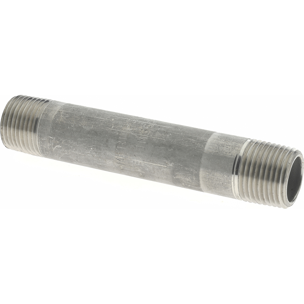Merit Brass Stainless Steel Pipe Nipple: 3/8" Pipe, Grade 316 & 316L - 6006-350
