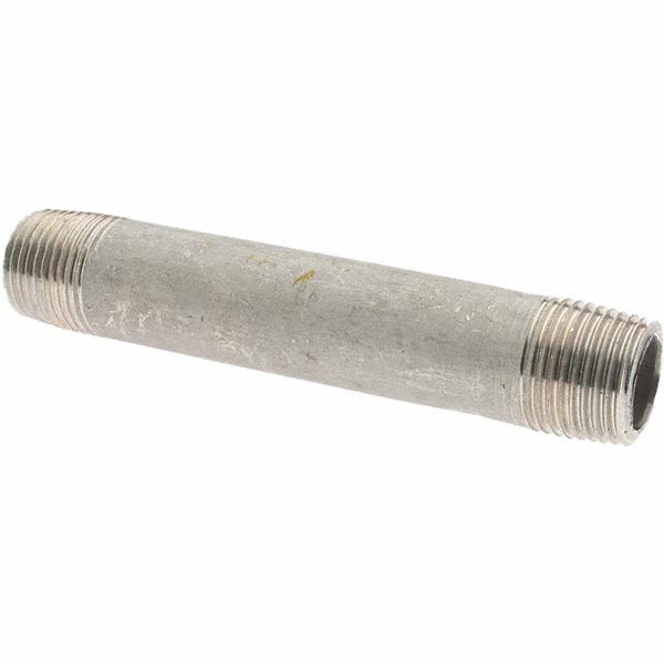Merit Brass Stainless Steel Pipe Nipple: 3/8" Pipe, Grade 316 & 316L - 6006-350