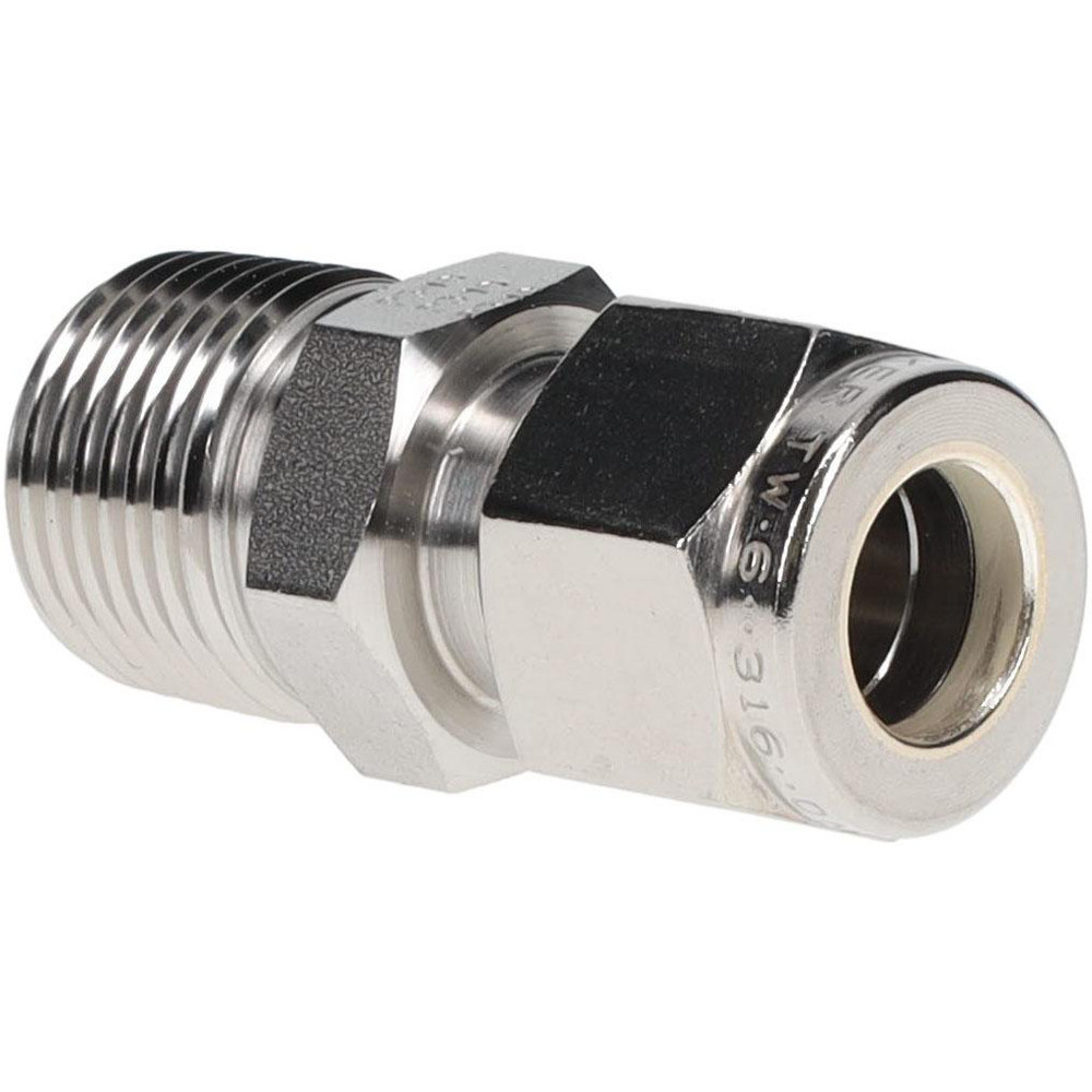 Parker Compression Tube Connector: 1/4-18, 3/8" Tube OD, Compression x FNPT - 6FSC4N-316
