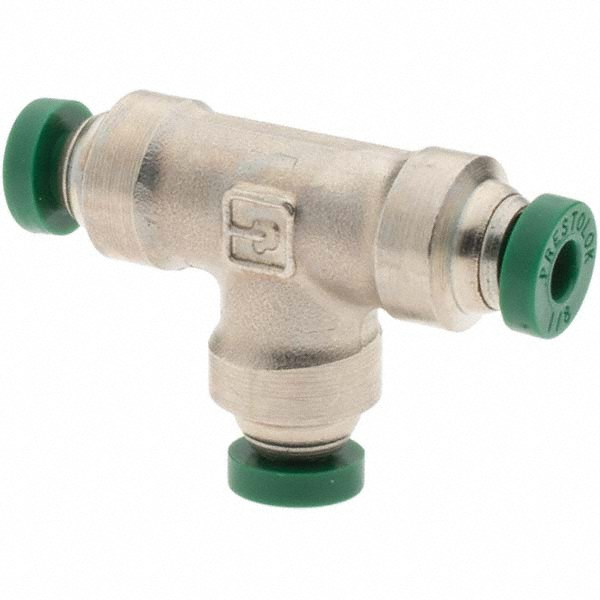 Parker Push-to-Connect Tube x Tube Fitting: Union Tee, 1/8" OD - 12565