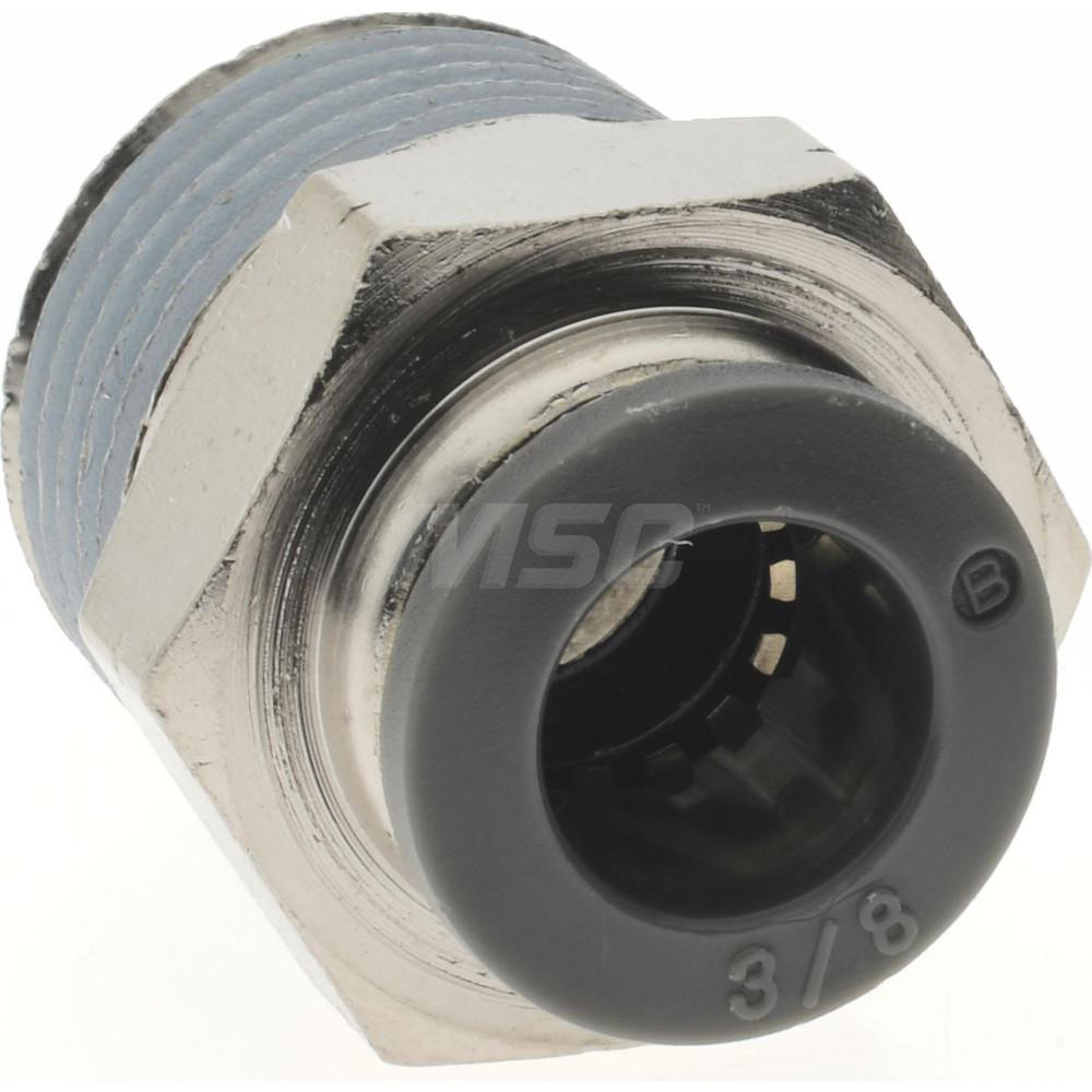 Norgren Push-to-Connect Tube x MNPT x Tube x Male Fitting: Straight Adapter, NPTF, 3/8" OD - C24250648